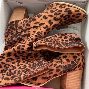 Corkys Brown Leopard Heeled Boots